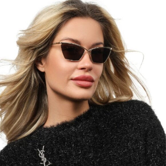 NEW SL637 003 SAINT LAURENT GOLD WOMEN SUNGLASSES SL 637 001 SAINT LAURENT - Picture 6 of 12